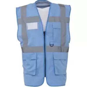 image of Yoko Hi-Vis Premium Executive/Manager Waistcoat / Jacket (Pack of 2) (S) (Sky Blue) - Sky Blue