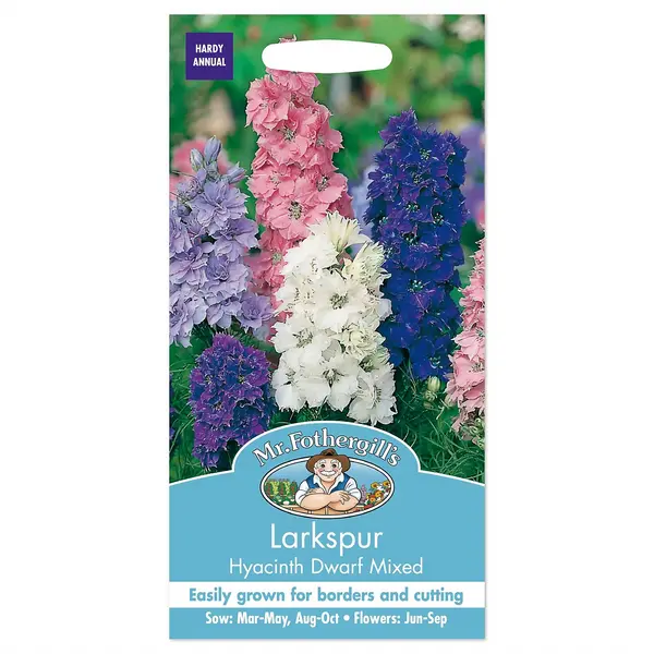 image of Mr. Fothergill's Larkspur Hyacinth Dwarf Mixed Seeds Multicoloured