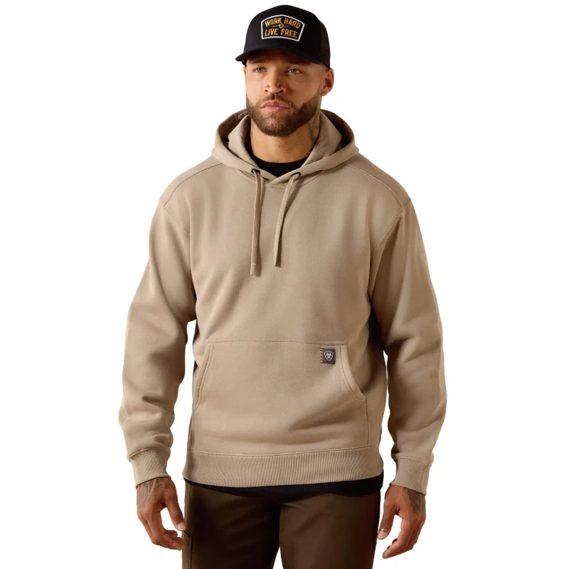 Image of Hooded sweatshirt Ariat Rebar Workhog Beige Male S