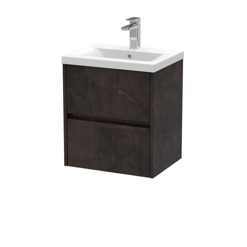 Image of Balterley Square Wall Hung 2 Drawer Vanity Unit & Basin 500mm Metallic Slate Grey