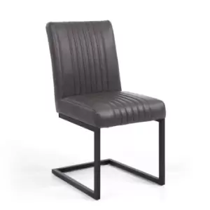 Image of 2 x Shankar Archer Cantilever Leather Effect Grey Dining Chairs