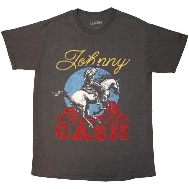 Image of Johnny Cash Johnny Cash Men Gallop T-Shirt in Charcoal Size: large Charcoal L Male 5063693893484
