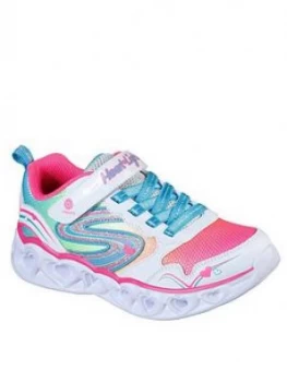 Image of Skechers Girls Heart Lights Trainers - White Multi