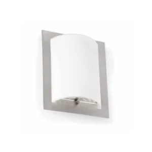 image of Diula 1 Light Indoor Glass Wall Light Matt Nickel, E27