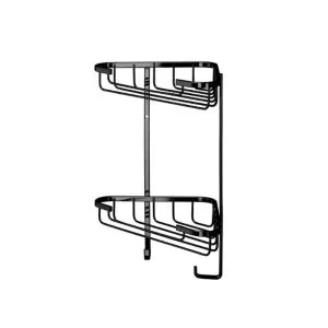 Image of Croydex Black Mild Steel 2 Tier Corner Shower Basket