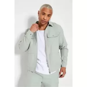 Image of I Saw It First Sage Mens Premium Utility Zip Through Shacket - Green