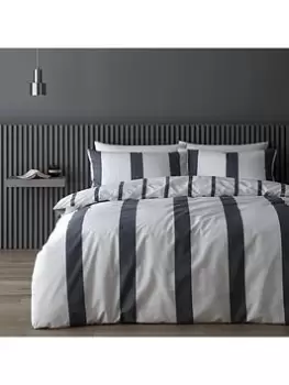 image of Content By Terence Conran Sebastian Duvet Cover Set - White And Grey