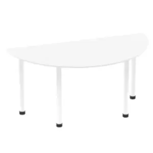 Image of Impulse 1600mm Semi-Circle Table White Top White Post Leg