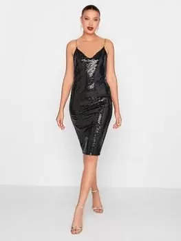 Long Tall Sally Chain Strap Sequin Mini Dress - Black, Size 8, Women