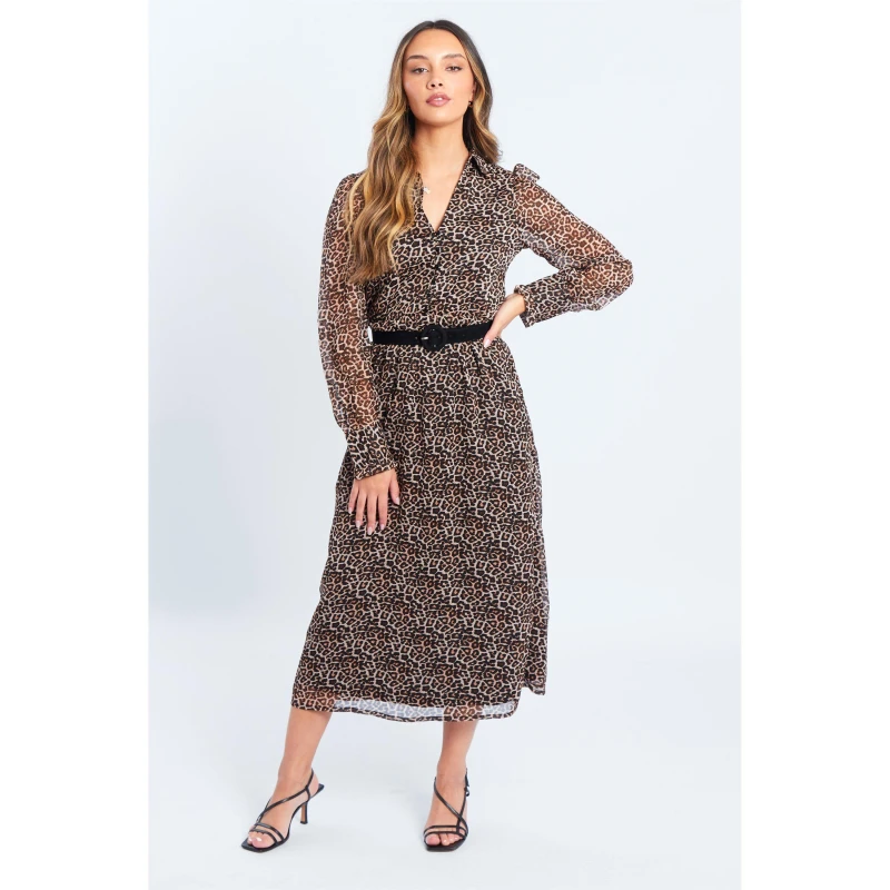 Image of Be You Belt Shirt Maxi Dress - Brown Brown 8