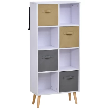 image of HOMCOM Freestanding 8 Cube Storage Cabinet Unit w/ 4 Fabric Drawers Handles Home Office Organisation Shelves Furniture 54.5L x 24W x 122.5H cm AOSOM U