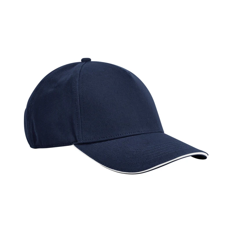 Image of Beechfield Beechfield Men Classic Cotton Sandwich Peak Cap in Mid Navy Mid Navy One Size Male 5063527237255
