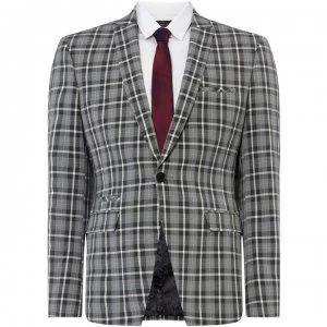 Image of Label Lab Bellini Muscle Fit Mono Checked Suit Jacket - Grey