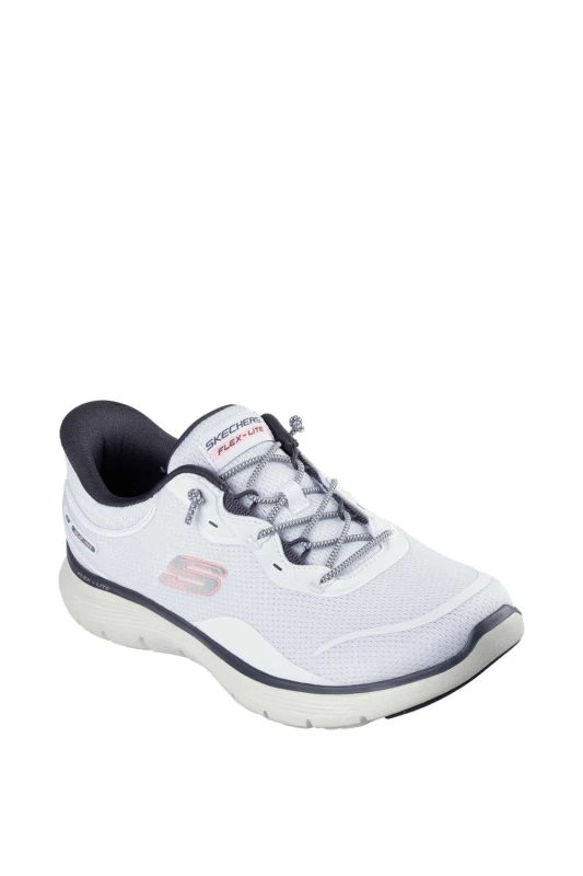 Image of Skechers Womens Flex Appeal 5.0 Easy Breezy Trainer in White Size: 4 White Female 4