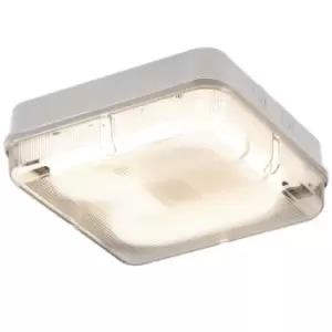 Image of Emergency Bulkhead with Prismatic Diffuser and White Base, IP65 28W Square