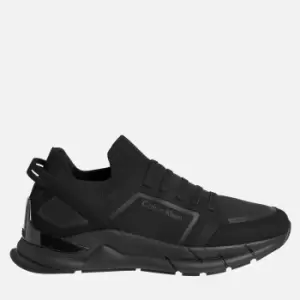 Image of Calvin Klein Mens Leather Mix Running Style Trainers - Triple Black - UK 7