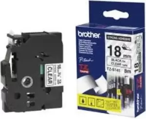 Image of Brother Tze-s141 Special Tape 18mm - Black On Clear Strong Adhesive
