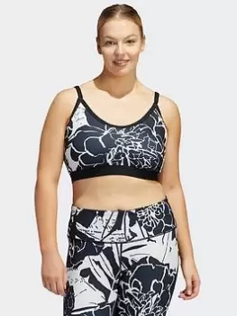 Image of adidas Light-support Flower Print Bra (plus Size), Blue, Size 1X, Women