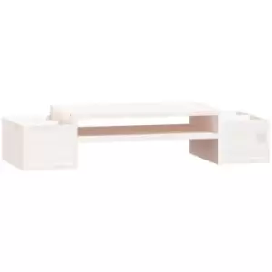 Image of Vidaxl - Monitor Stand White 70x27.5x15cm Solid Wood Pine White