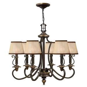 Image of 6 Light Multi Arm Chandelier Olde Bronze Finish, E14