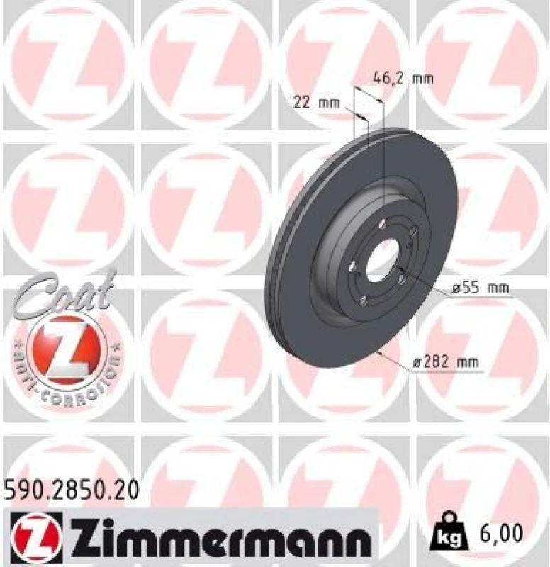 Image of ZIMMERMANN Brake disc ZIMMERMANN 590.2850.20