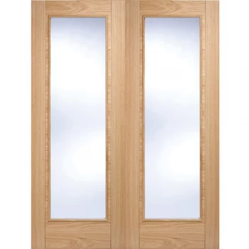 Image of LPD Vancouver Fully Finished Oak Glazed Internal Door Pair - 1981mm x 1066mm (78 inch x 42 inch)