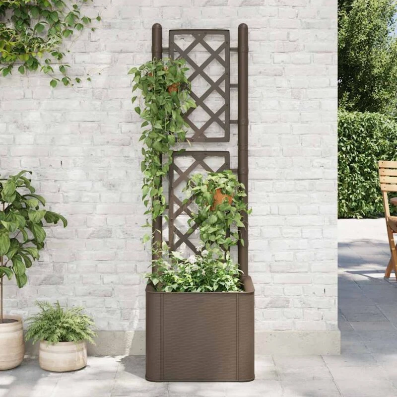 Image of VIDAXL Garden Raised Bed with Trellis and Self Watering System Mocha Vidaxl 8720286193914