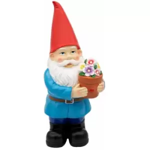 image of Traditional Garden Gnome With Light-Up Flower Pot