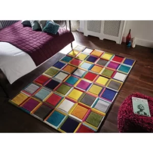 Image of Modern Quality Handcarved Geometric Design Multi Colour Soft Rug in 160x230cm (5'3''x7'7'') Waltz