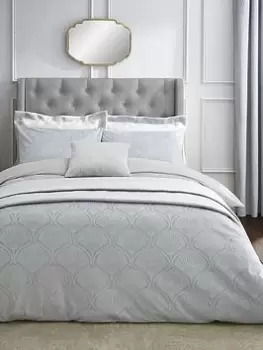 Image of Catherine Lansfield Art Deco Pearl Duvet Set In Silver - Db