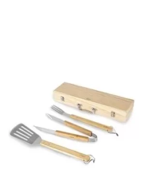 Image of Tower 4 Piece Wooden Handle Bbq Accessory Set
