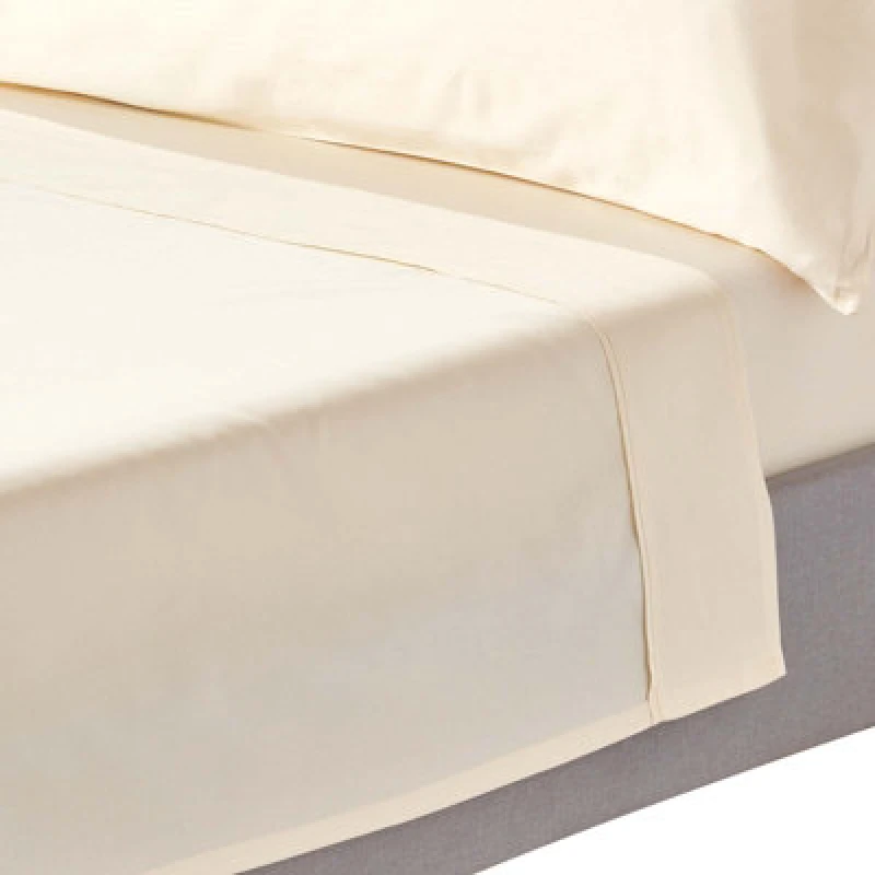 Image of Homescapes Cream Organic Cotton Flat Sheet 400 Tc, Single