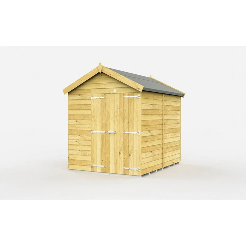 Image of Buttercup Farm 6 x 8 Feet Apex Shed - Double Door W/O Windows - L243 x W175 x H217cm in Brown Brown Unisex