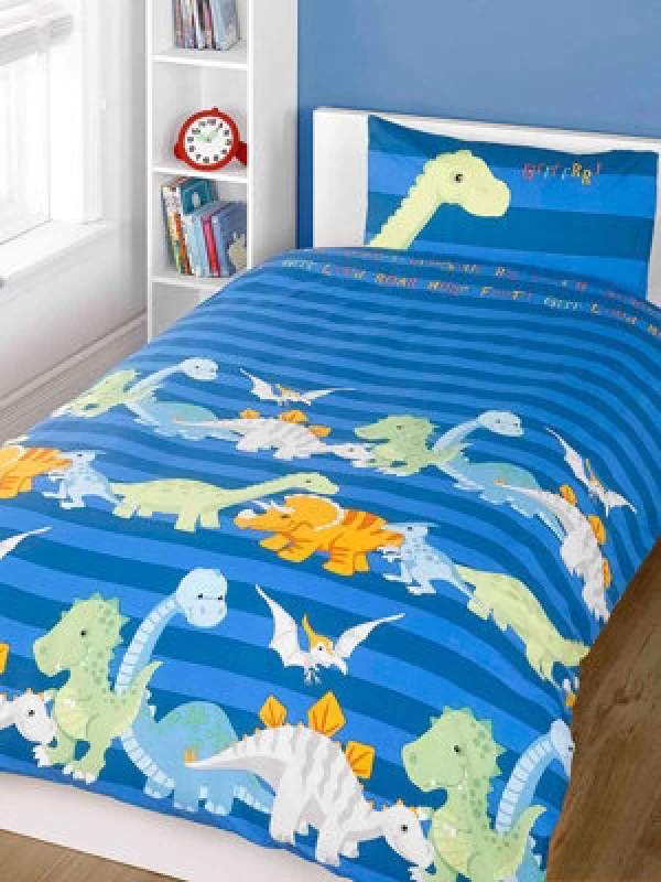 Image of Rapport Home Dinosaur Polycotton Duvet Cover With Pillowcase Green