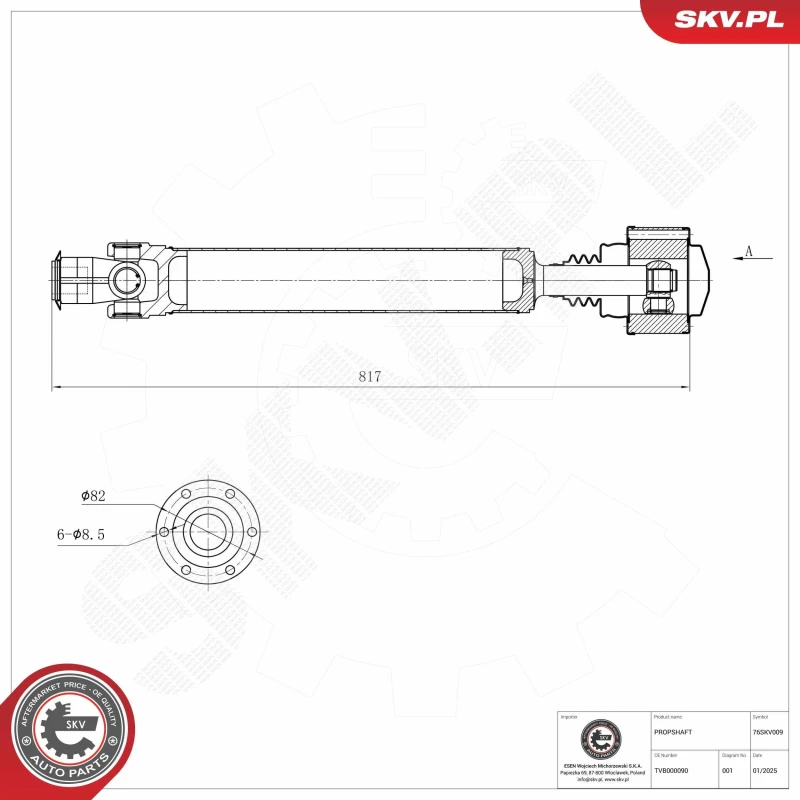Image of ESEN SKV Propshaft, axle drive ESEN SKV 76SKV009