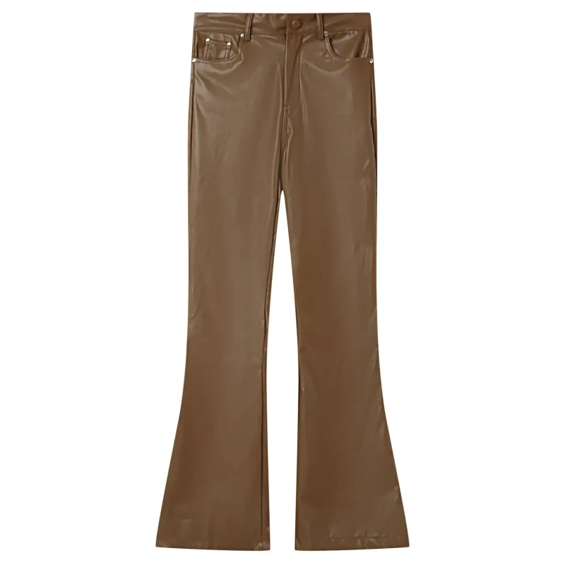 Image of Sixth June Womens Faux Leather Trousers Sixth June Flare Marron Female S