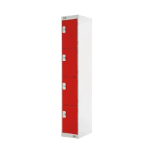 Image of Four Compartment Locker D300mm Red Door MC00023