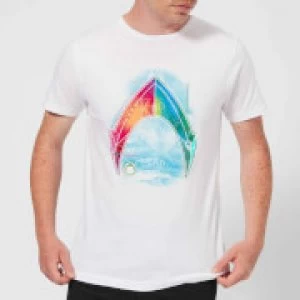 Image of Aquaman Mera Beach Symbol Mens T-Shirt - White - S
