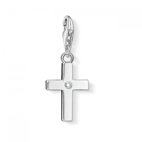 image of Thomas Sabo Charm Club Silver Cross with Stone Charm 0366-051-14