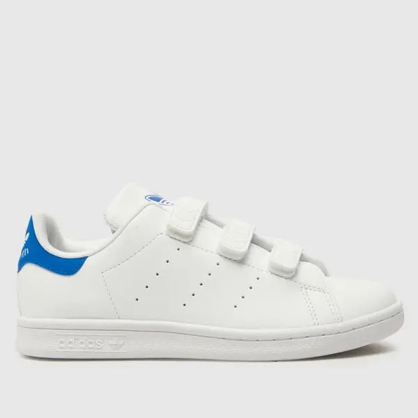 Image of adidas white & blue stan smith v Boys Junior trainers White & Blue UK 2 (EU 34)