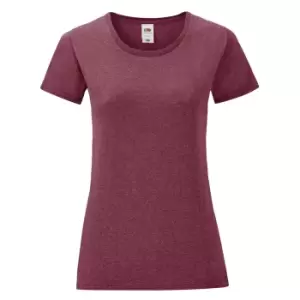 Image of Fruit Of The Loom Womens/Ladies Iconic T-Shirt (L) (Heather Burgundy)