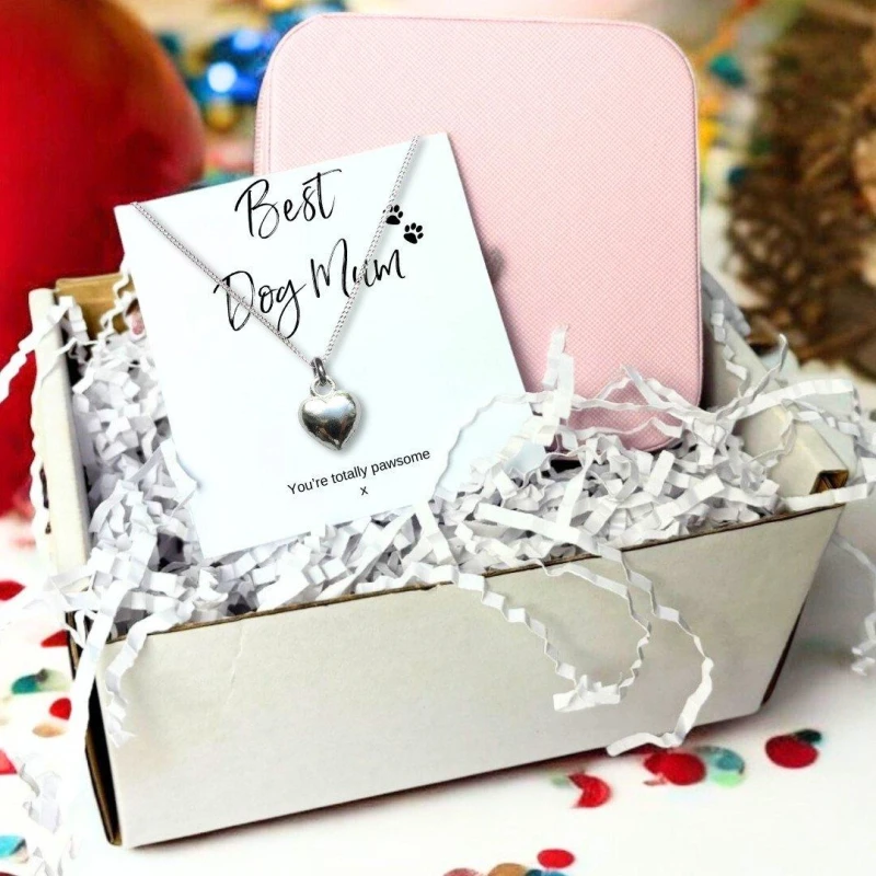 Image of Aye Do Gifts Best Dog Mum Necklace & Jewellery Box Gift Silver female 18