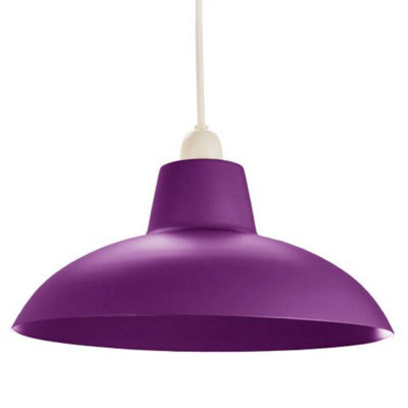 Image of Happy Homewares Industrial Retro Designed Matt Purple Curved Metal Ceiling Pendant Light Shade