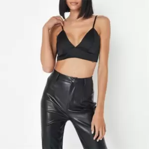 Missguided Satin Triangle Bralet - Black