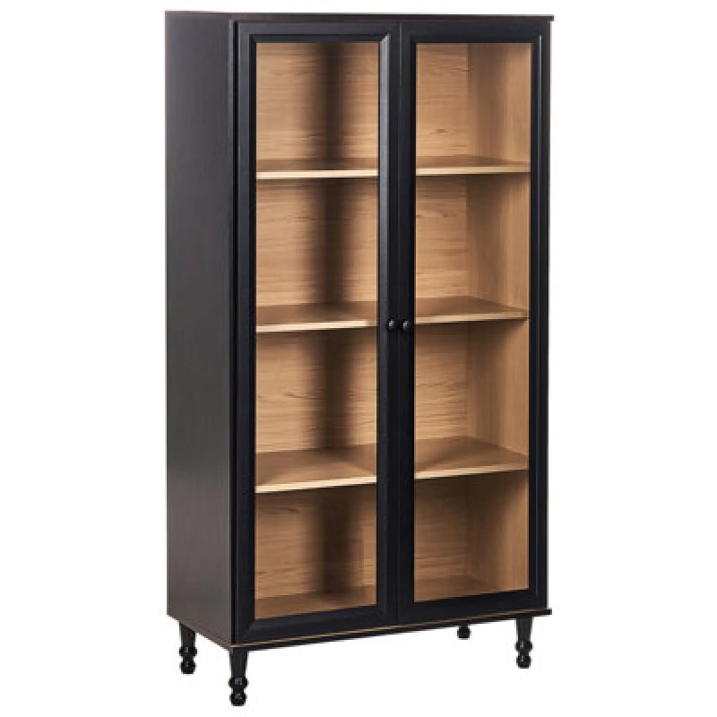 Image of Beliani Glass Display Cabinet Tingledale 80 Cm Black