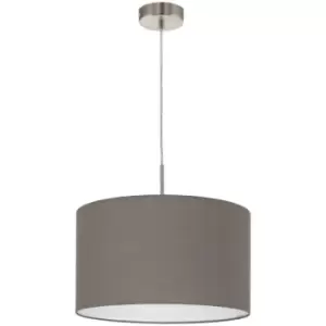 image of Netlighting Pasteri 1 Light Ceiling Pendant Satin Nickel with Anthracite Brown F