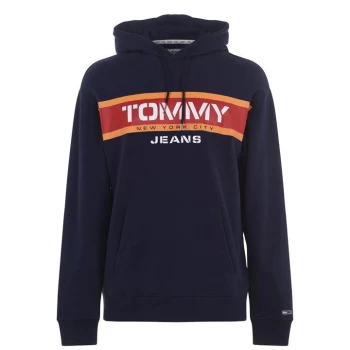 image of Tommy Jeans Panel Logo Hoodie - Black Iris