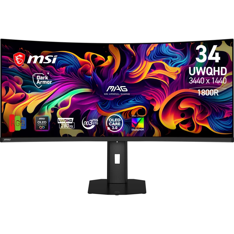 Image of MSI MSI MAG 341CQP QD-OLED X28 computer monitor 86.4cm (34") 3440 x 1440 pixels UltraWide Quad HD Black MAG 341CQP QD-OLED X28