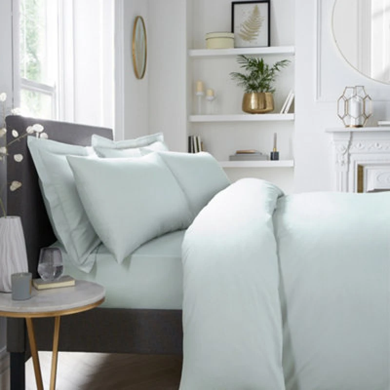 Image of Serene 'Plain Dyed' Soft Touch 32cm Fitted Bed Sheet Green
