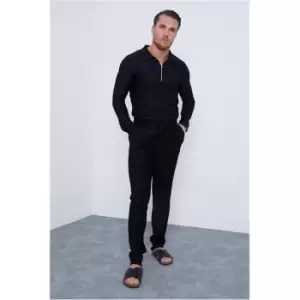 I Saw It First Black Ribbed Pleated Joggers - Black